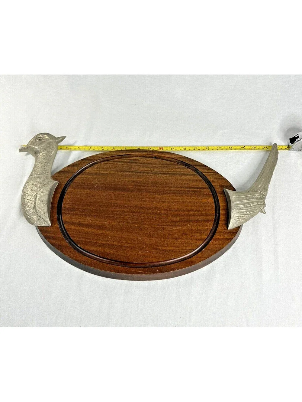Vintage French Pheasant Wooden Cutting Board Decorative Serving Tray 10”x22”